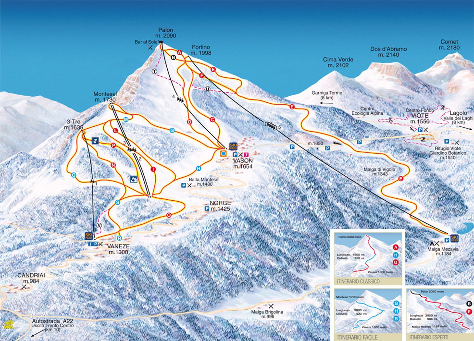 Monte Bondone Ski Map - skiflicks.com